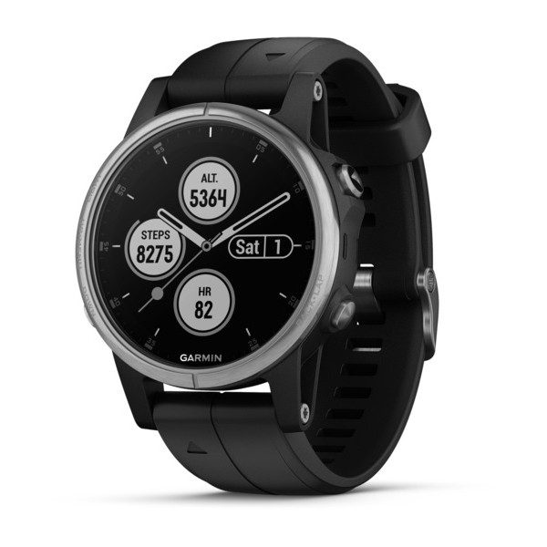 Garmin Fenix 5s Plus серебристый, с черным ремешком Garmin Fenix 5s Plus серебристый, с черным ремешком